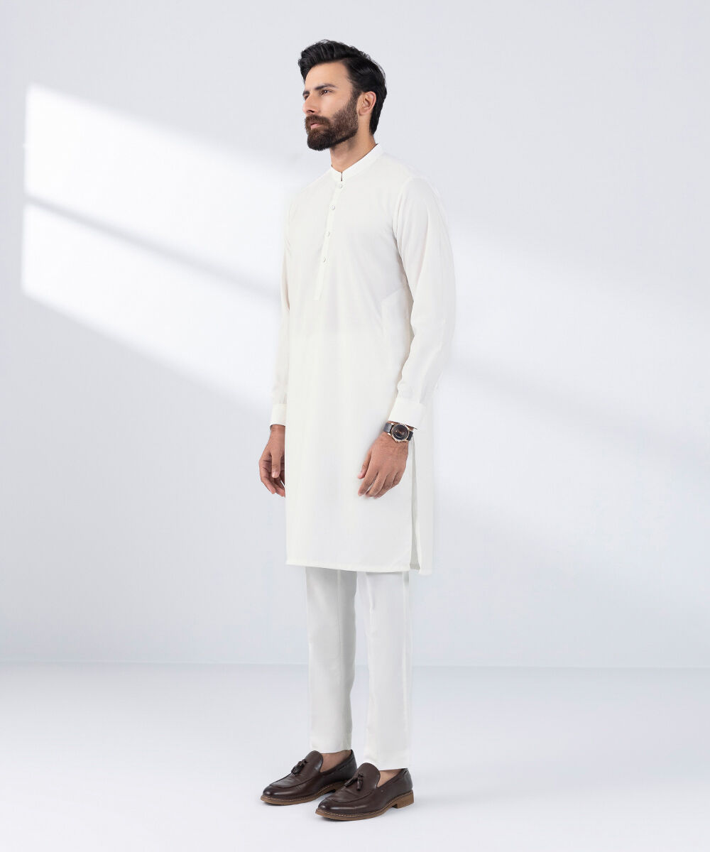 Men's Wash and Wear White Kurta Pajama