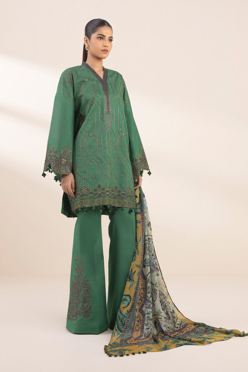3 Piece - Embroidered Cotton Suit