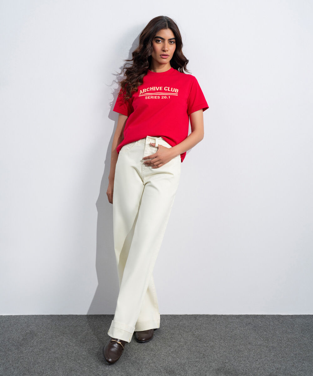Women's Western Off White Turn-Up Hem Chino Trousers