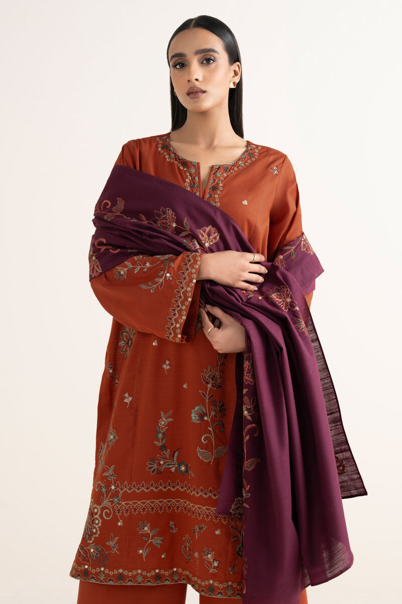 3 Piece - Embroidered Dobby Suit