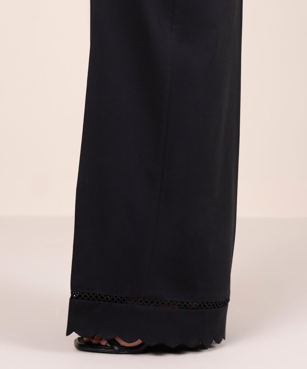 Women's RTW Cambric Solid Black Culottes