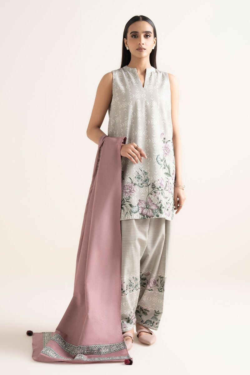 3 Piece - Printed Cotton  Suit