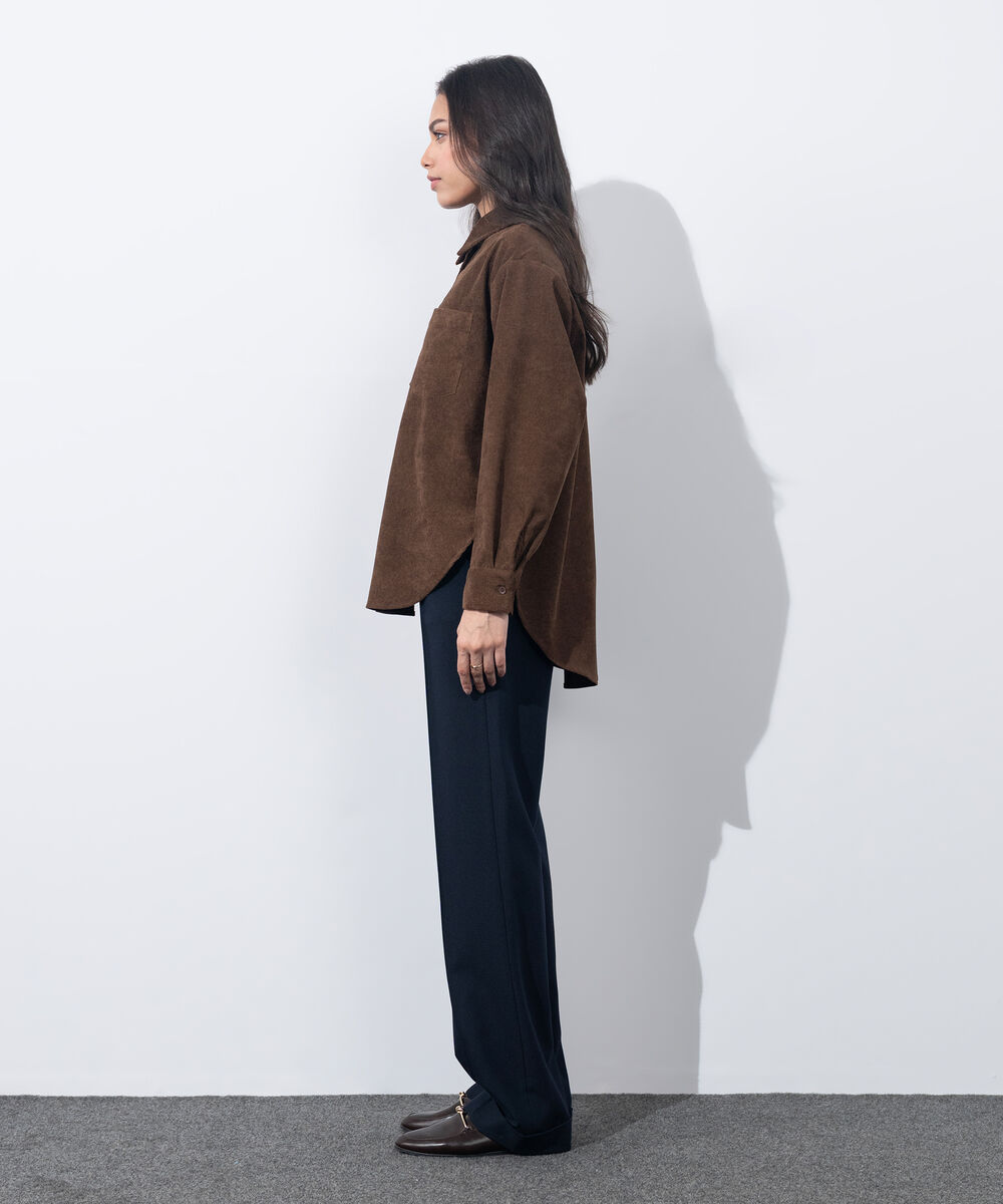 Women's Western Wear Brown Button Through Corduroy Shirt