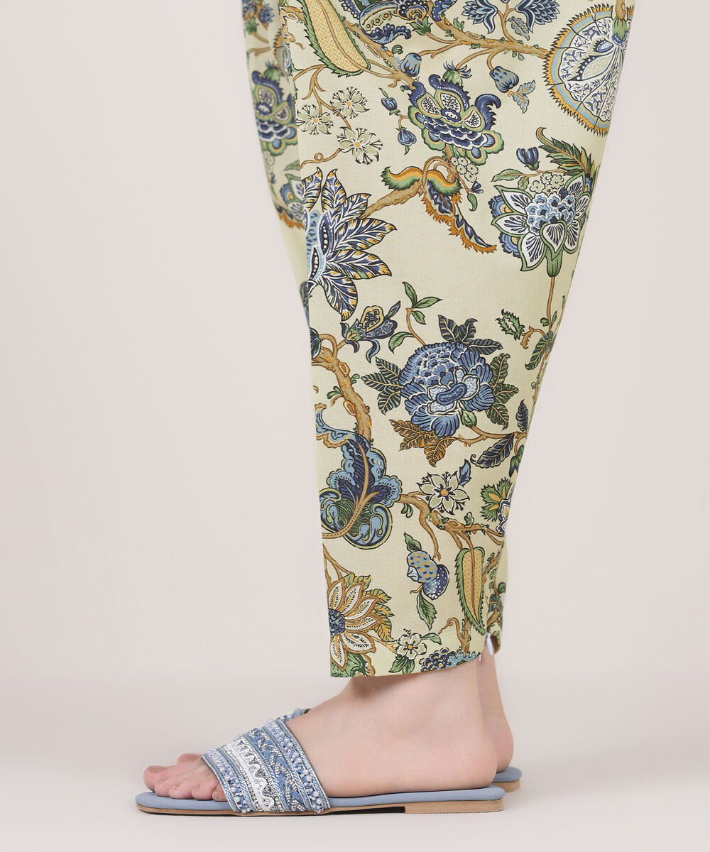 Women's RTW Cambric Beige Printed Shalwar