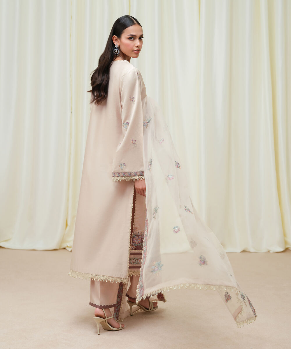 Women's Unstitched Cotton Net Dyed Three Piece Suit