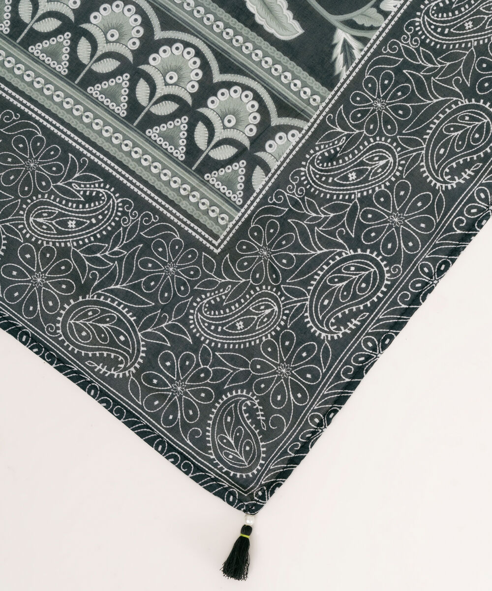 Lawn Black Printed Dupatta