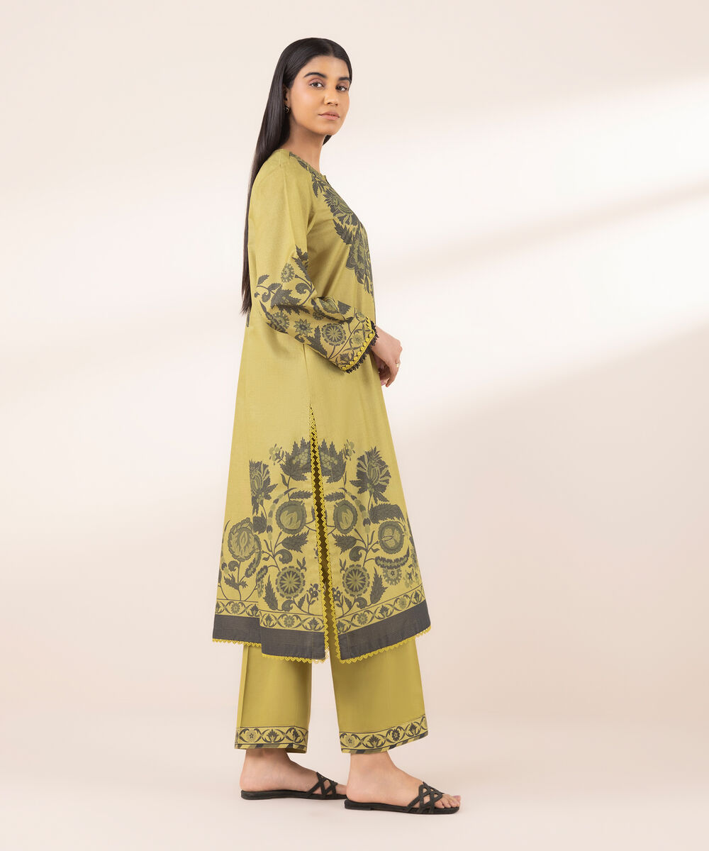 Women's RTW Zari Lawn Yellow Printed A-Line Shirt