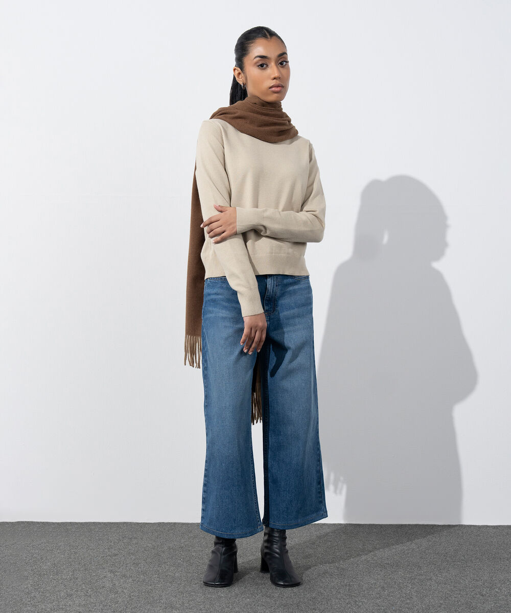 Women's Western Wear Brown Plain Woollen Scarf