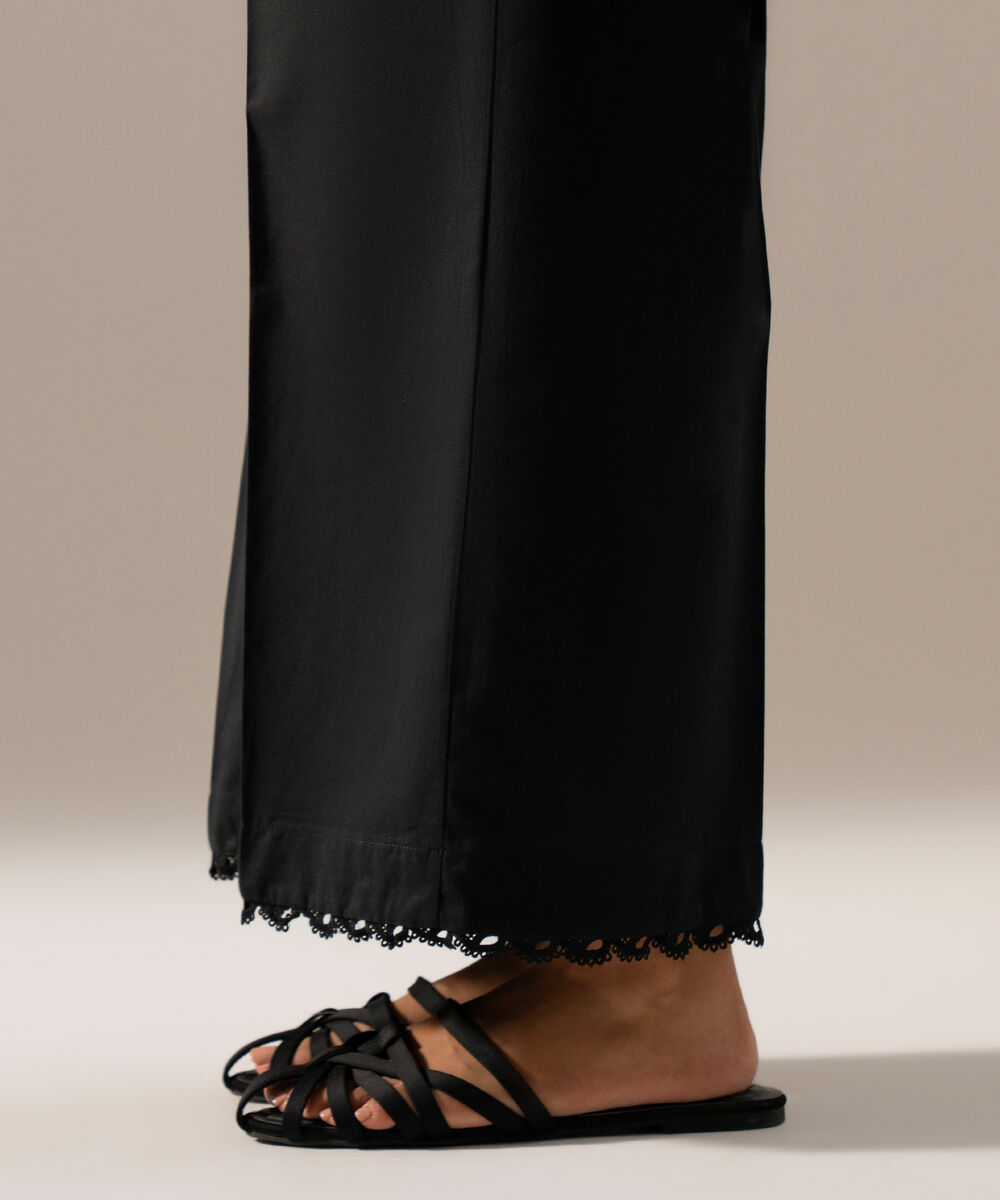 Women's RTW Cambric Solid Black Flared Pants
