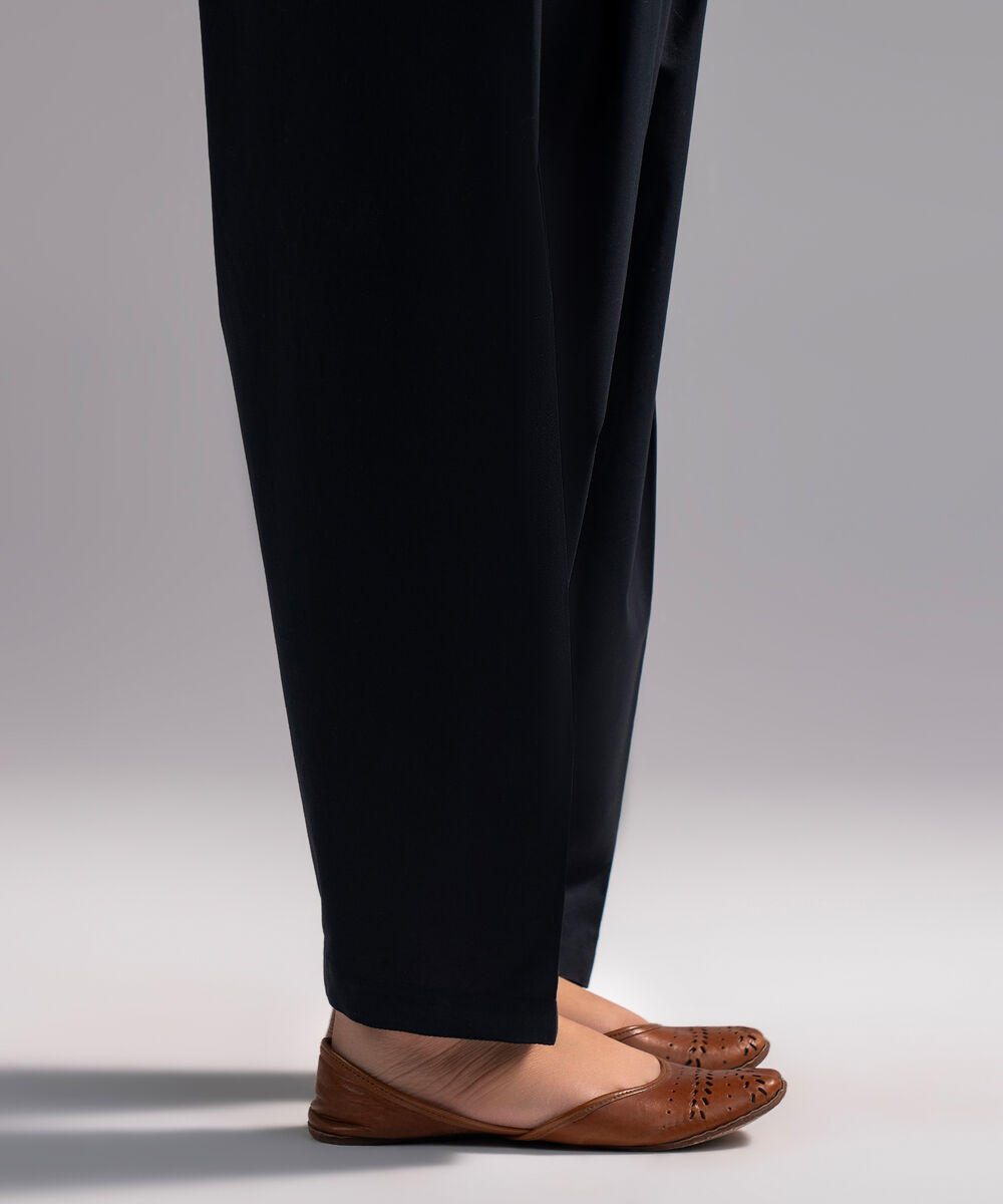 Women's RTW Cambric Solid Black Shalwar