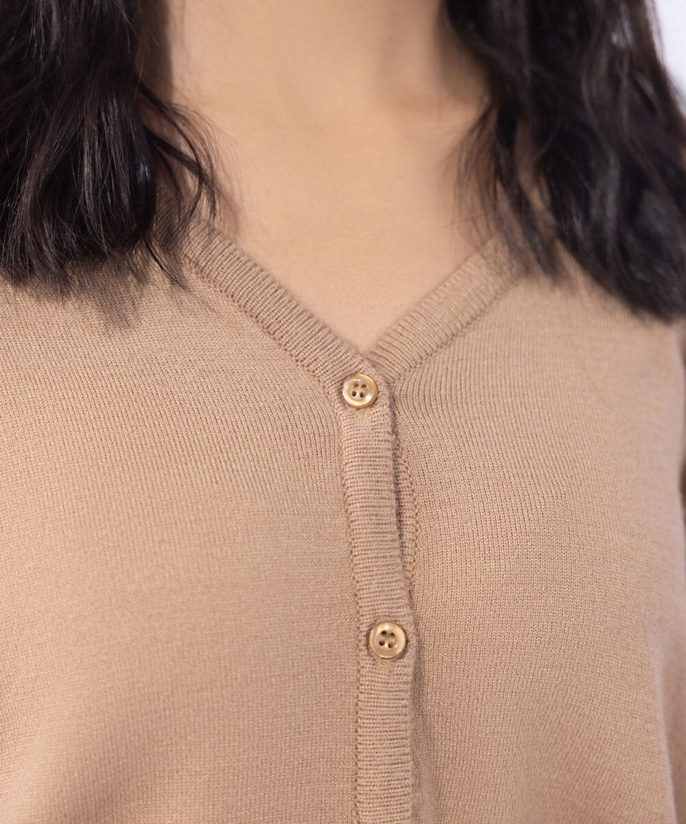 Woman - Beige Light Weight Knit Cardigan