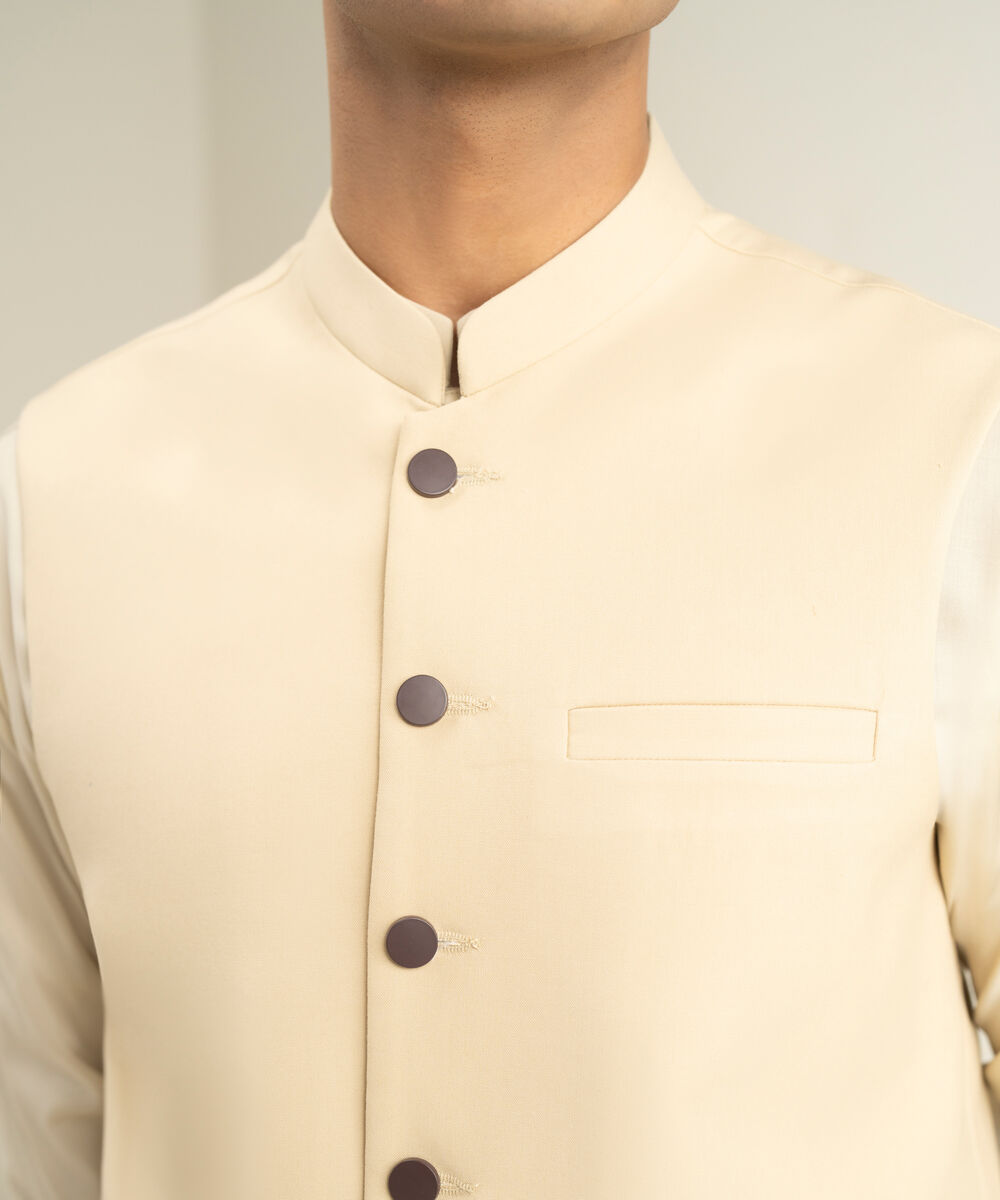 Men's beige Premium Wash & Wear Waistcoat