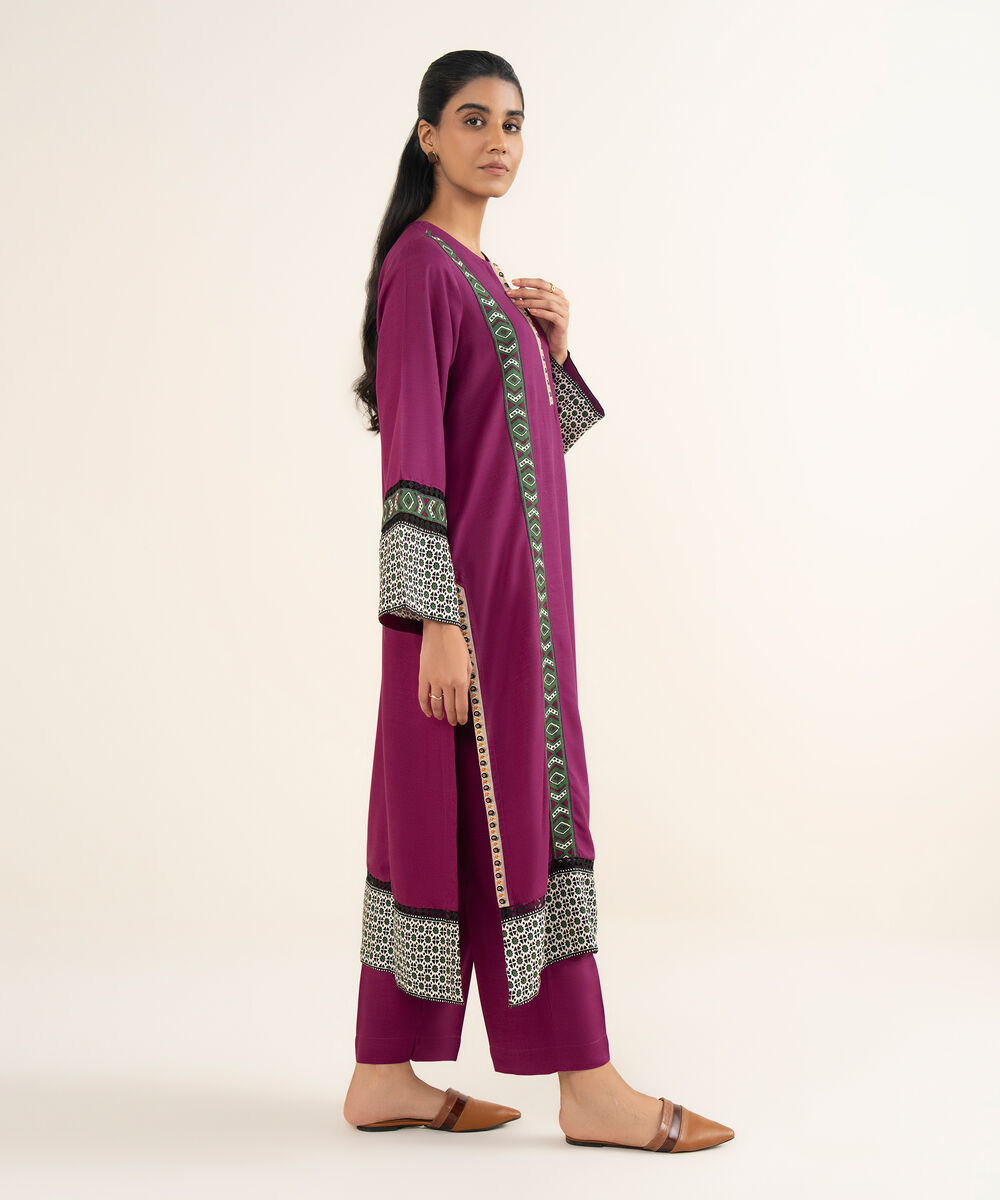 Women's RTW Herringbone Solid Pink A-Line Shirt