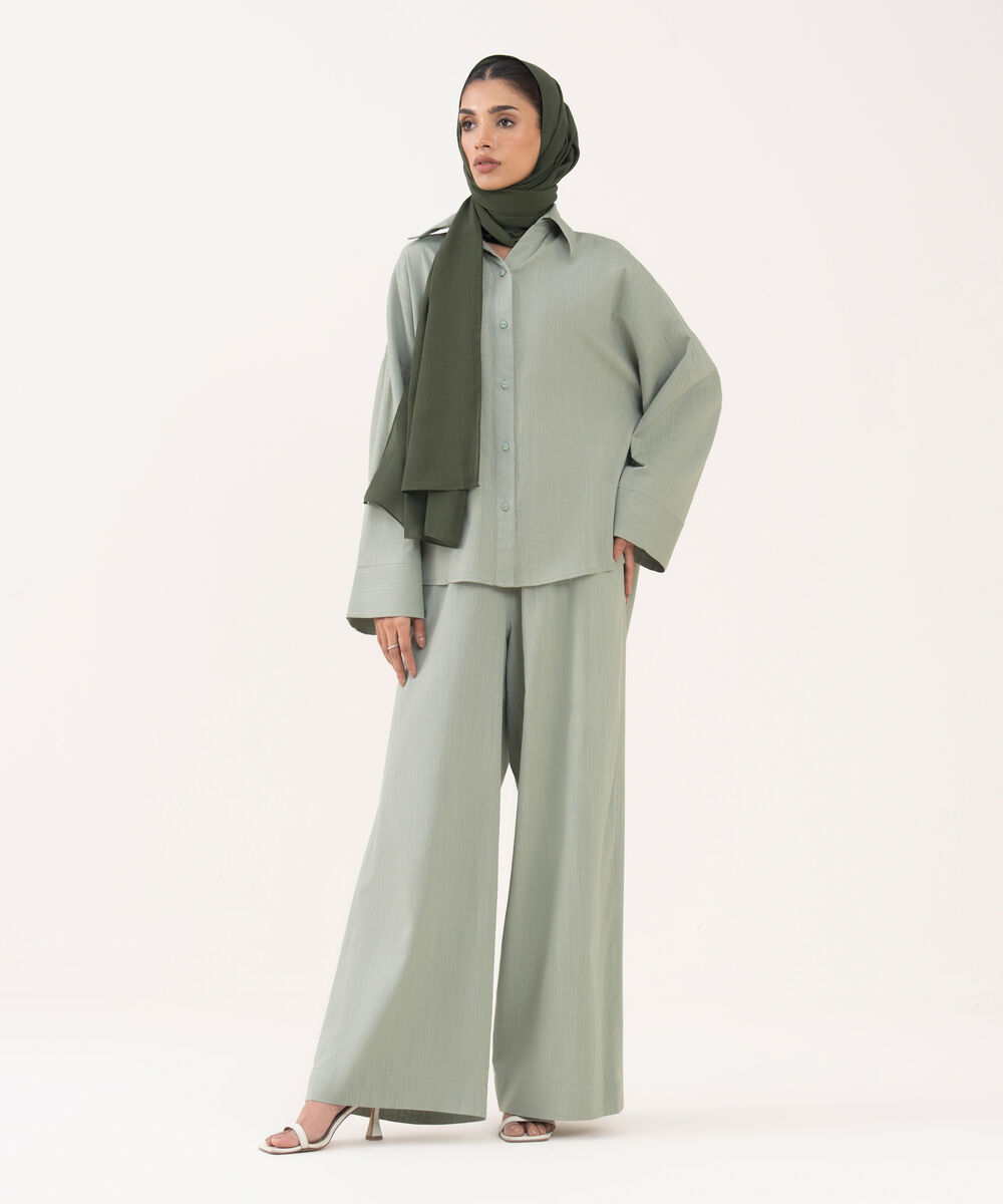 Women's Green Viscose Modest Wear Top