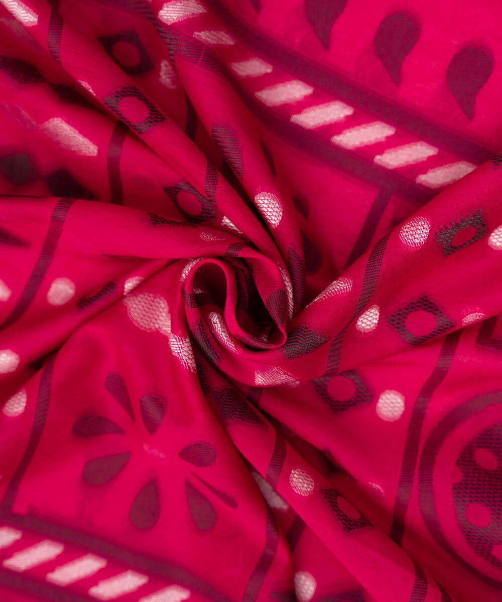 Extra Weft Jacquard Pink Solid Dupatta