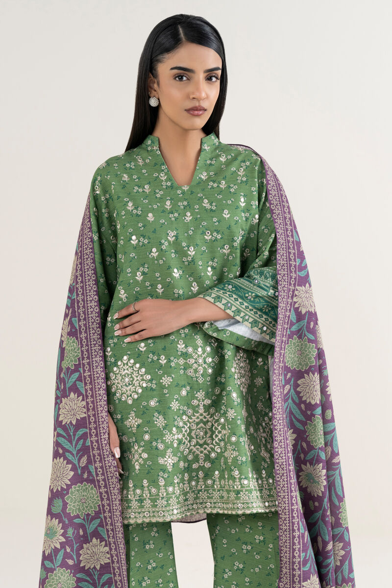 3 Piece - Embroidered Khaddar Suit