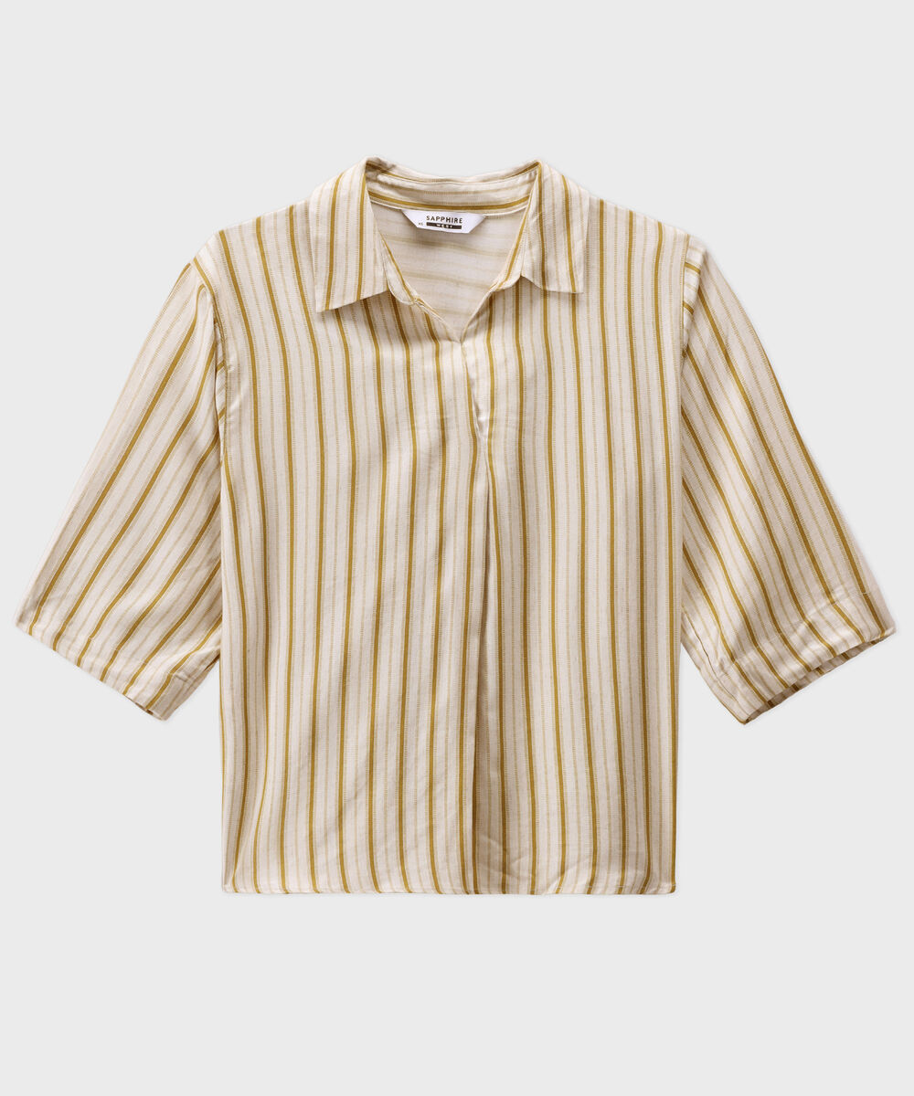 Linen Blend V-Neck Top
