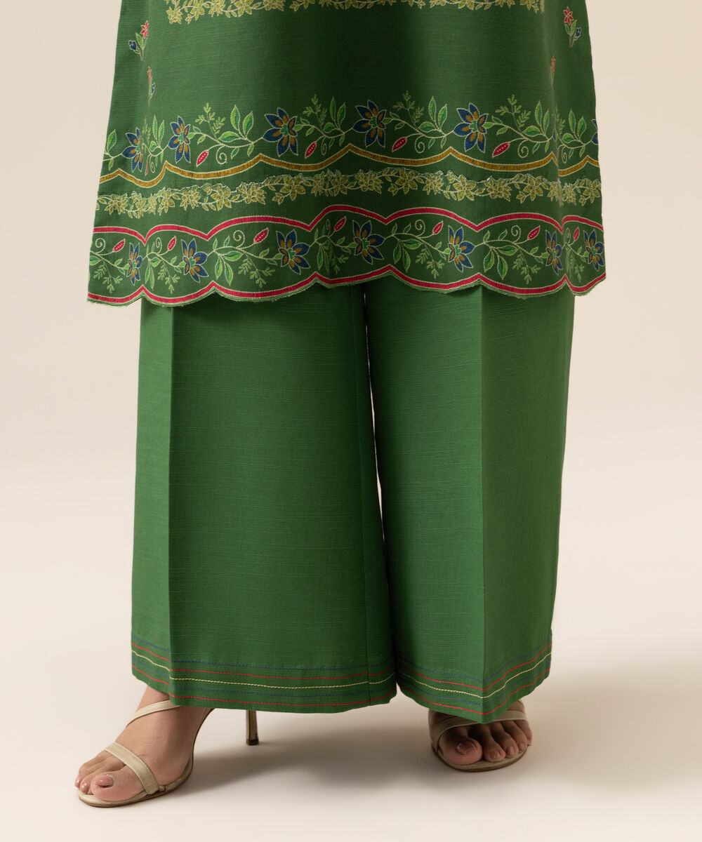 Women's Unstitched Light Khaddar Printed Green 3 Piece Suit
