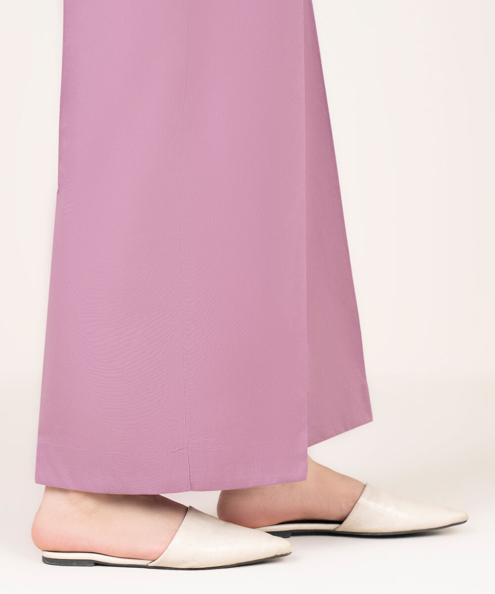 Women's RTW Cotton Solid Lilac Flared Pants