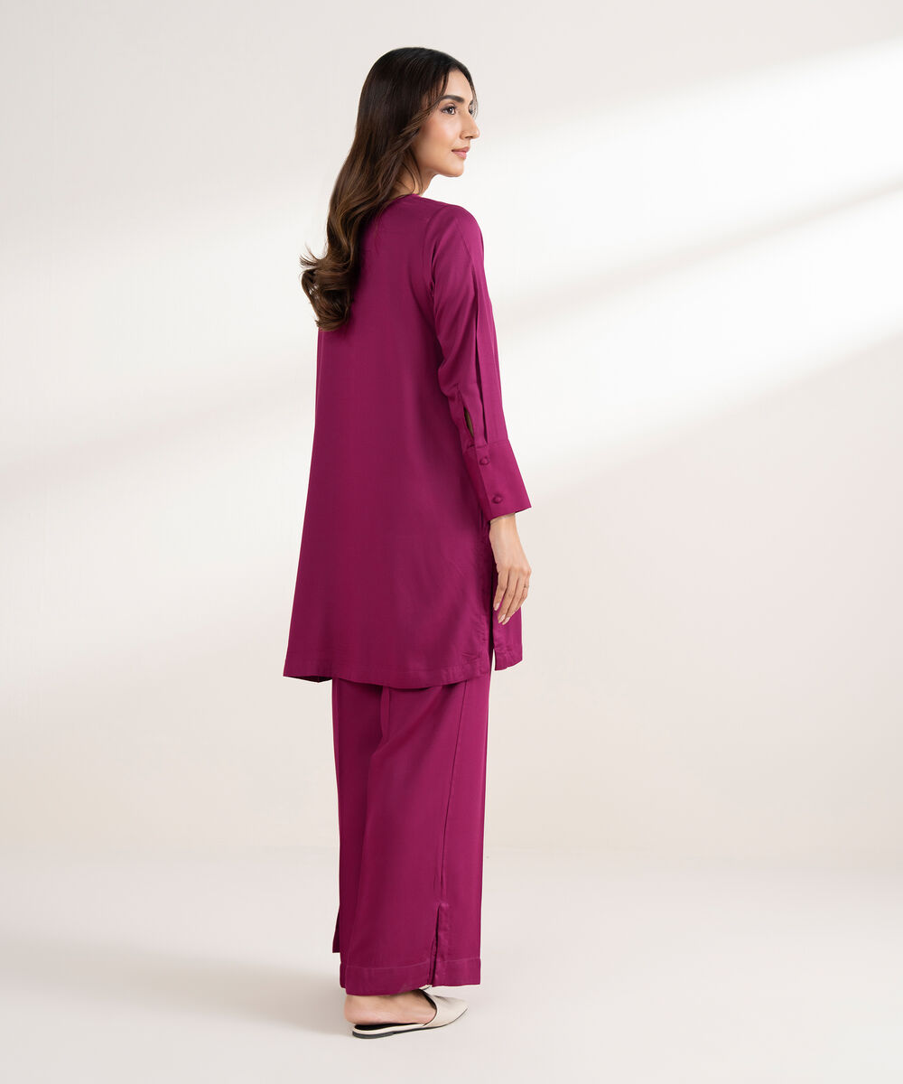 Women's RTW Bedford Solid Straight Pink Shirt