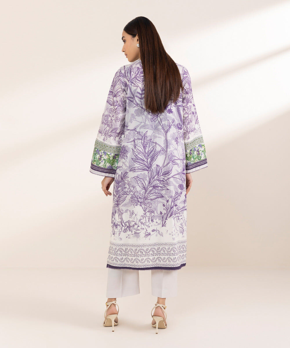 Women's Pret Cambric Purple Embroidered A-Line Shirt