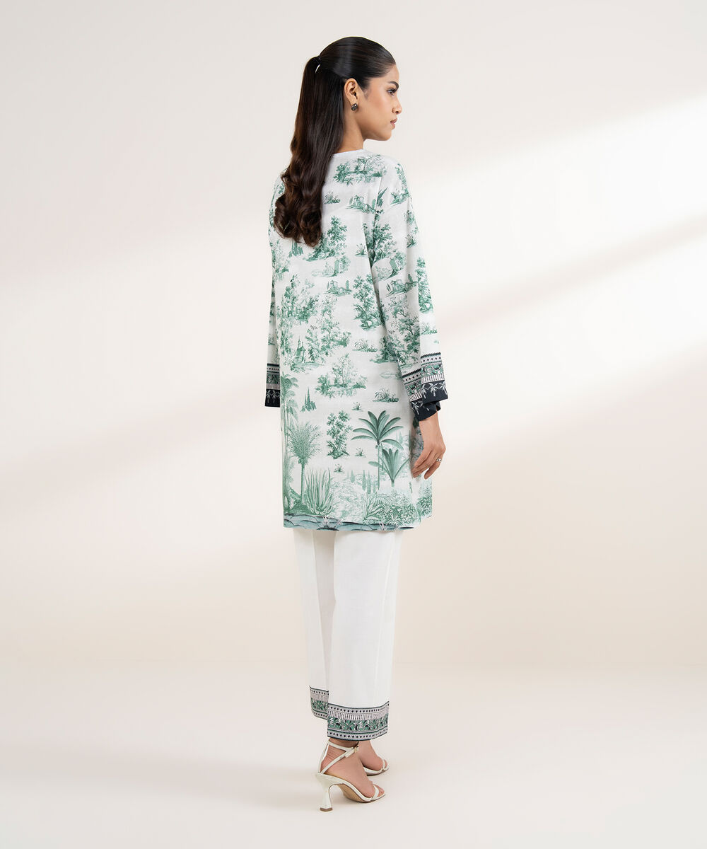 Women's RTW Lawn Grey Printed Boxy Shirt