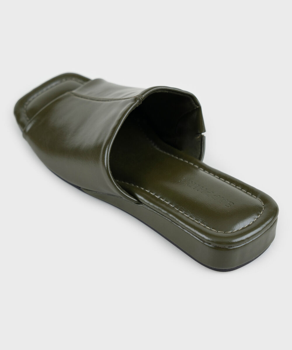 Women's Green Square Toe Mule