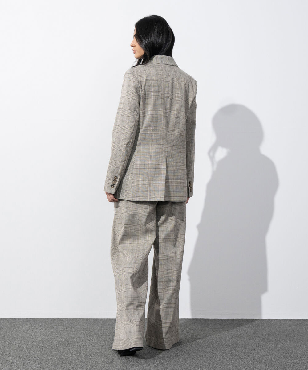 Women's Western Wear Brown Plaid Double Breasted Blazer