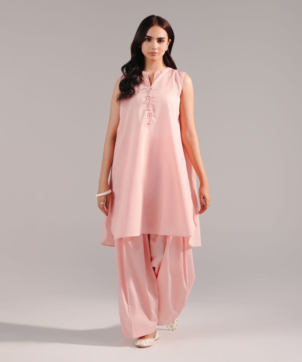 Women's RTW Crosshatch Solid Pink Straight Shirt