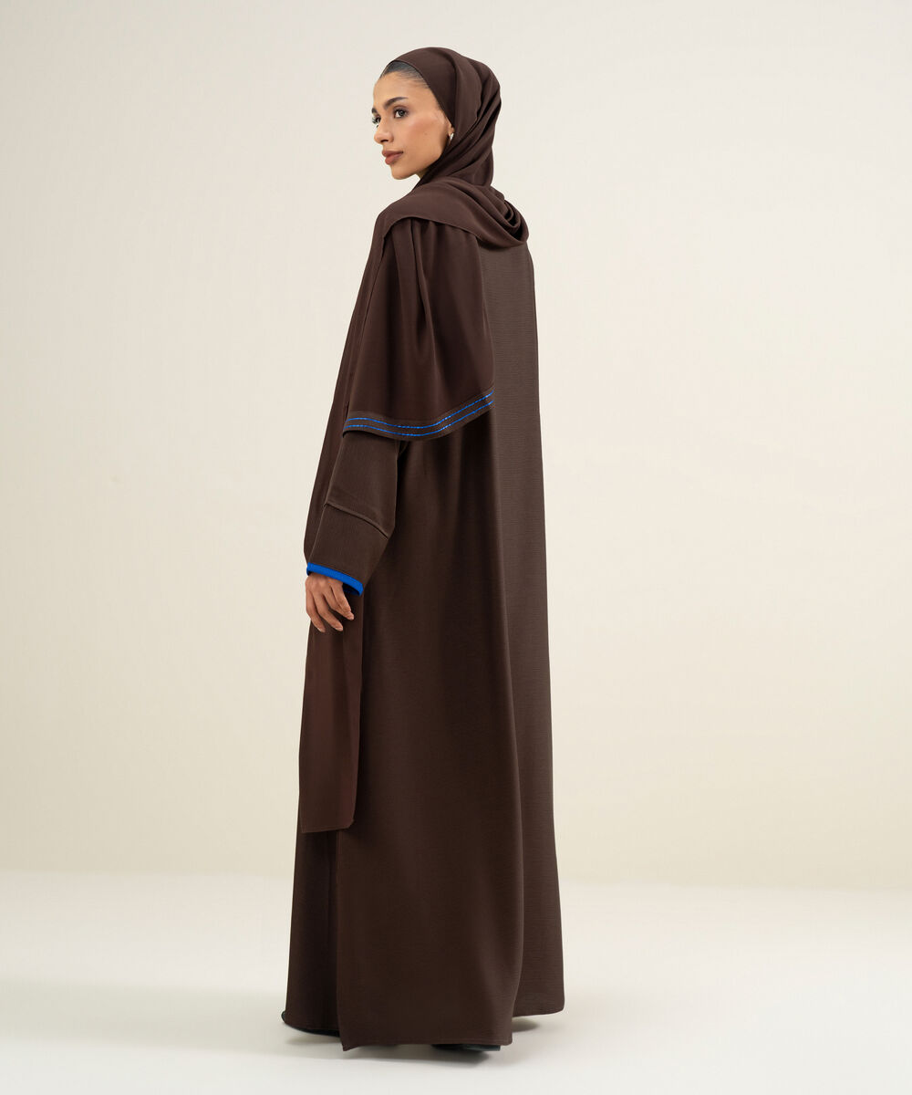 Women's  Dark Brown Kimono Abbaya Set