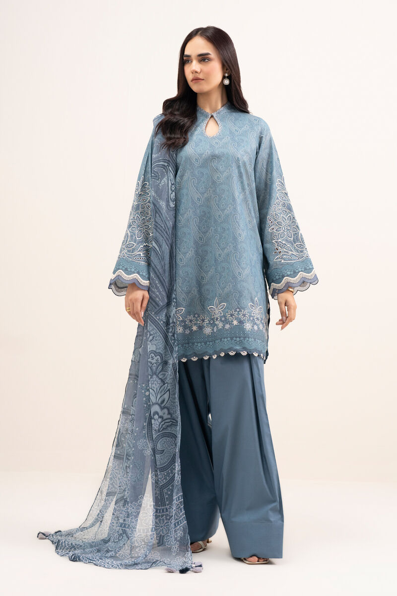 3 Piece - Embroidered Zari Lawn Suit