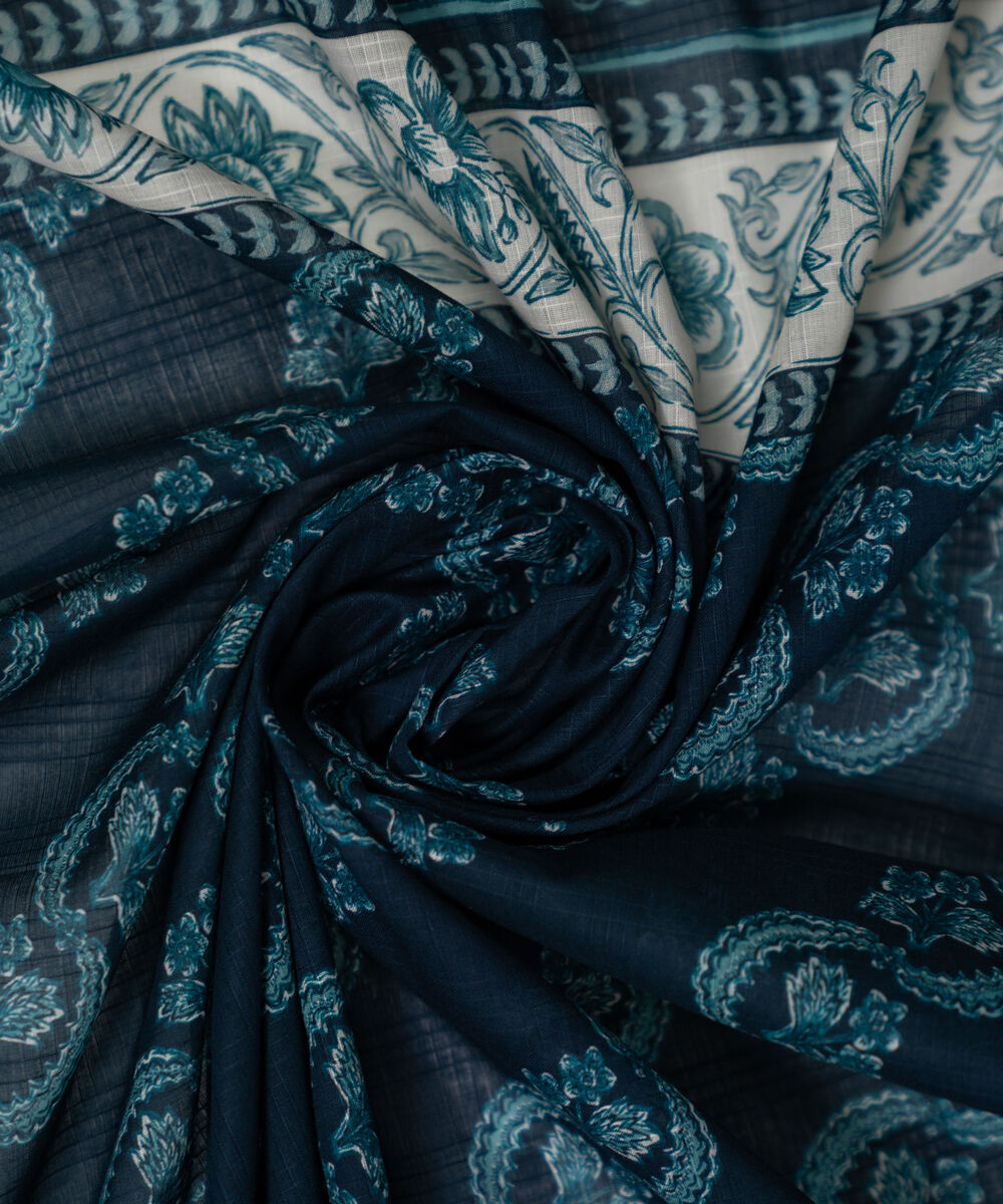 Textured Voile Printed Blue Dupatta