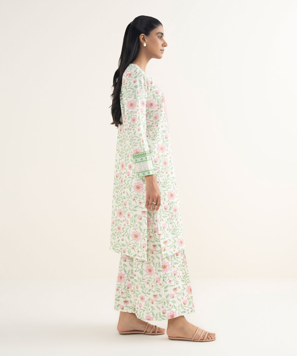 Women's RTW Light Khaddar Embroidered Off White Straight Shirt