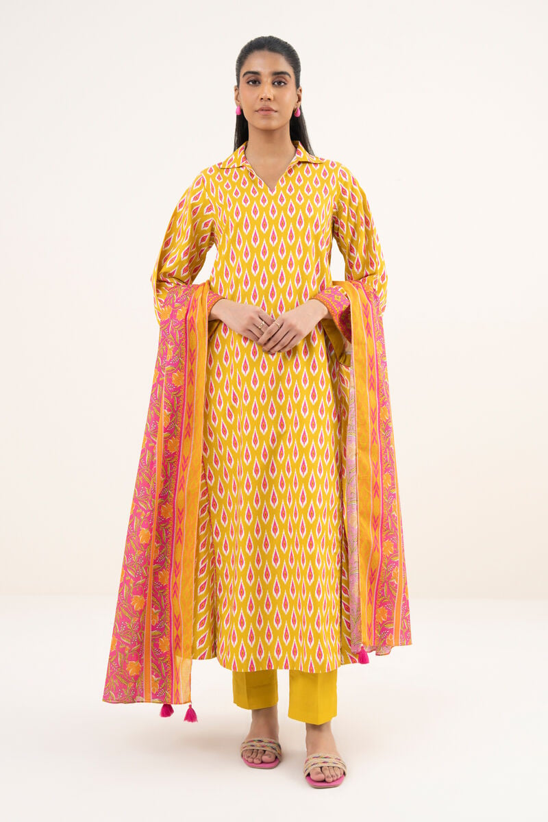 3 Piece - Printed Cotton Suit