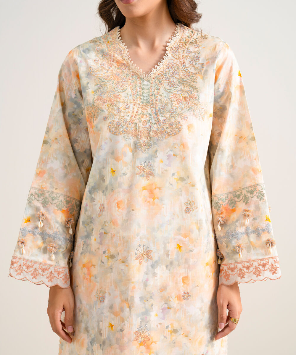 Women's Unstitched Embroidered Lawn Multi 3 Piece Suit