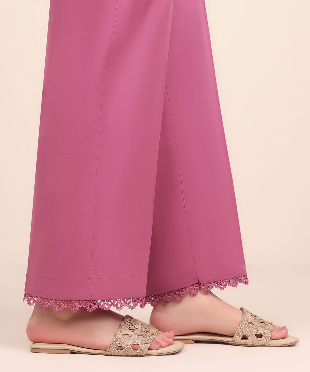 Women's RTW Cambric Pink Dyed Straight Pants