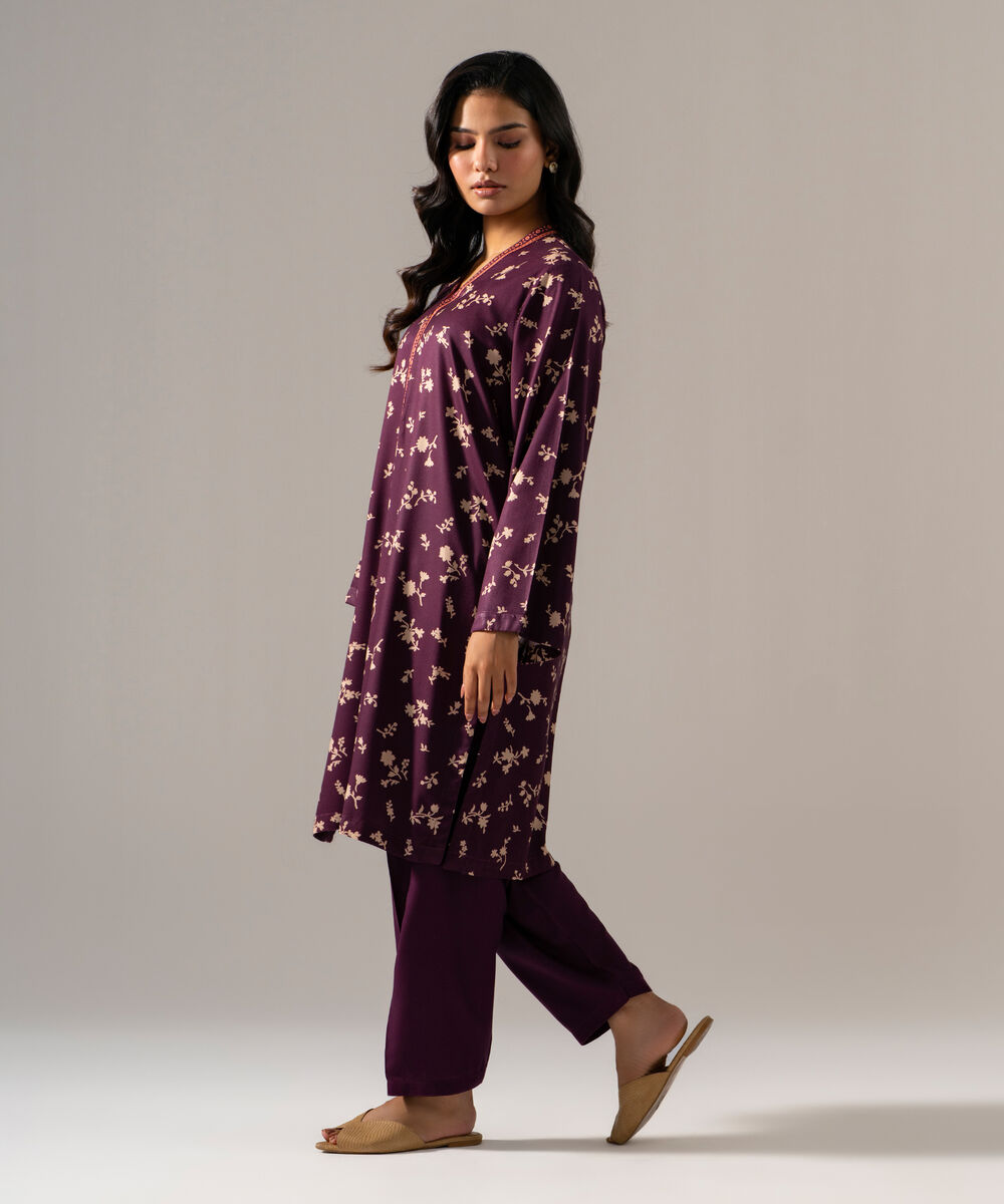 Women's RTW Viscose Marina Printed Purple Straight Shirt