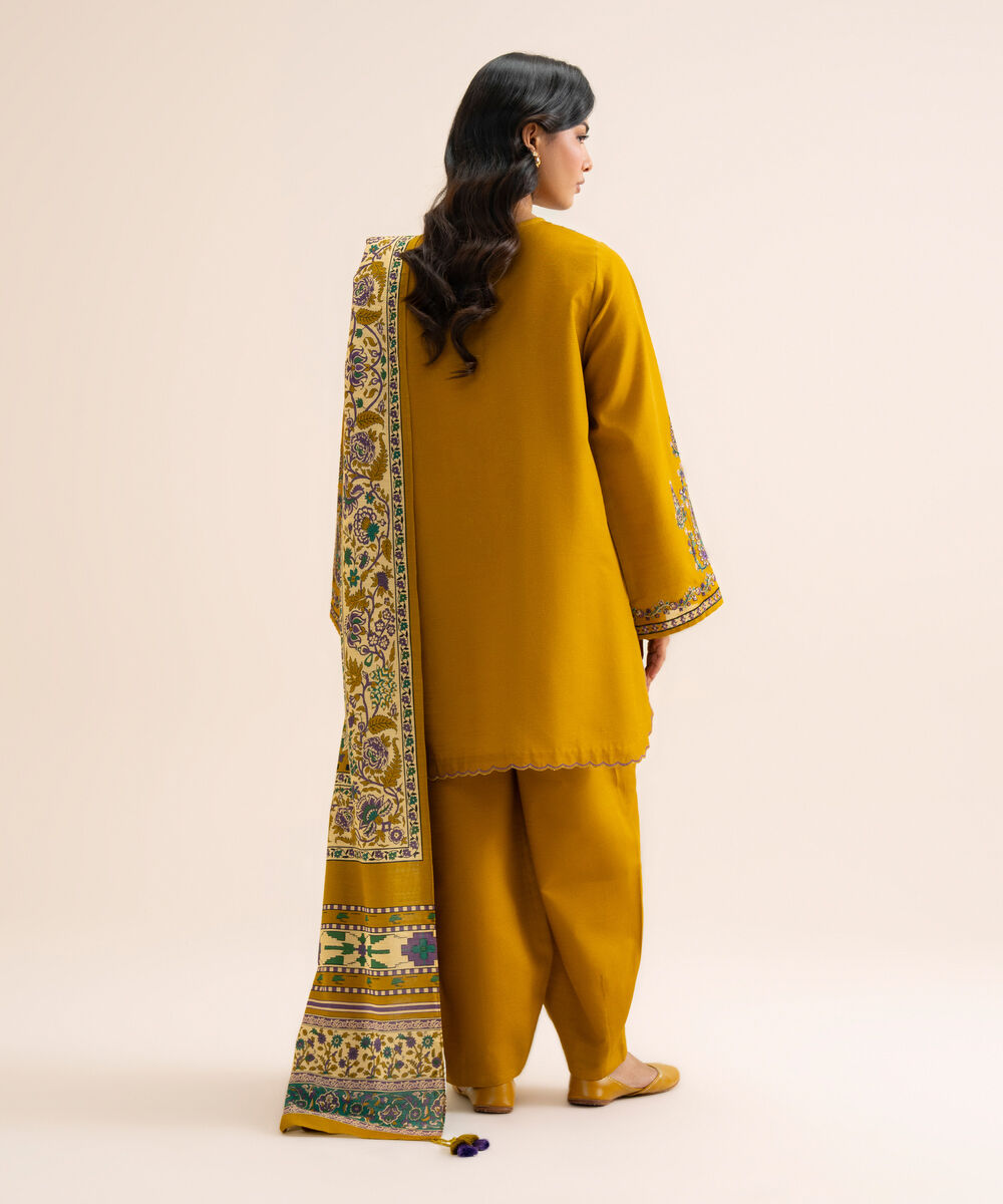 Women's Unstitched Light Khaddar Embroidered Multi 3 Piece Suit