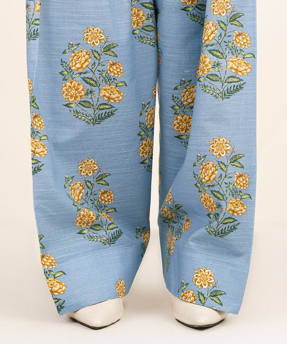 Women's RTW Cambric Blue Printed Farshi Shalwar