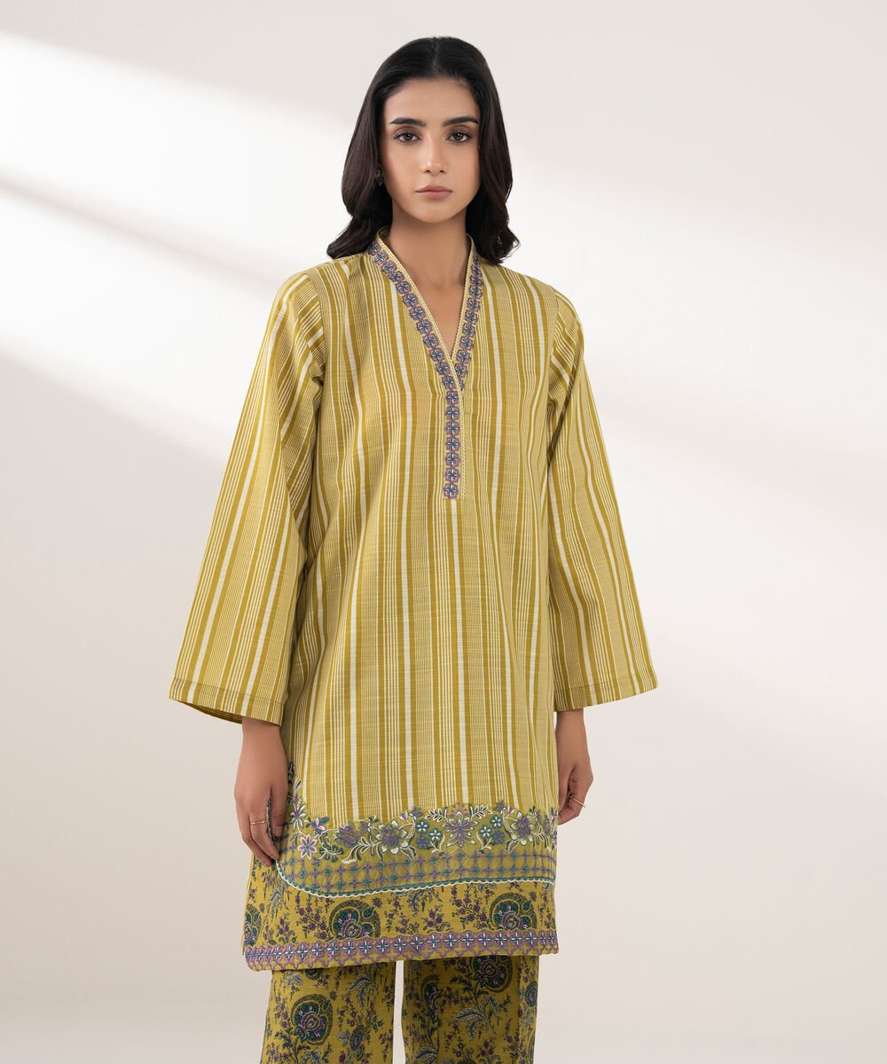 Women's RTW Khaddar Embroidered Green 2 Piece Suit