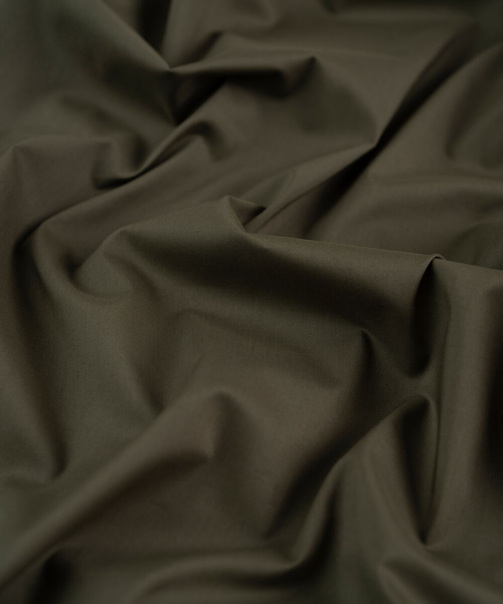 Men's Unstitched Olive Two Piece Premium Cotton Suit