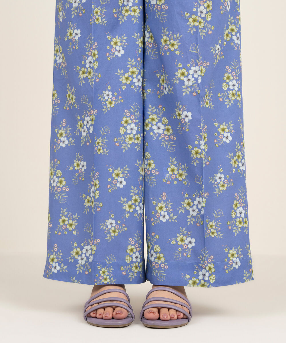 Women's RTW Cambric Printed Blue Culottes