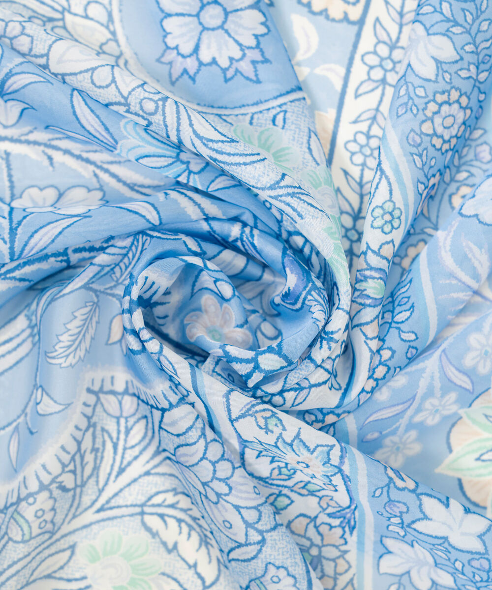 Blended Silk Printed Blue Dupatta