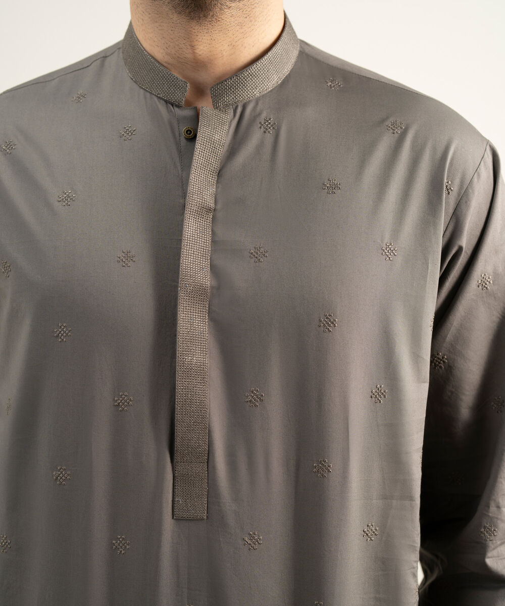 Men's Stitched Premium Cotton Dark Olive Suit