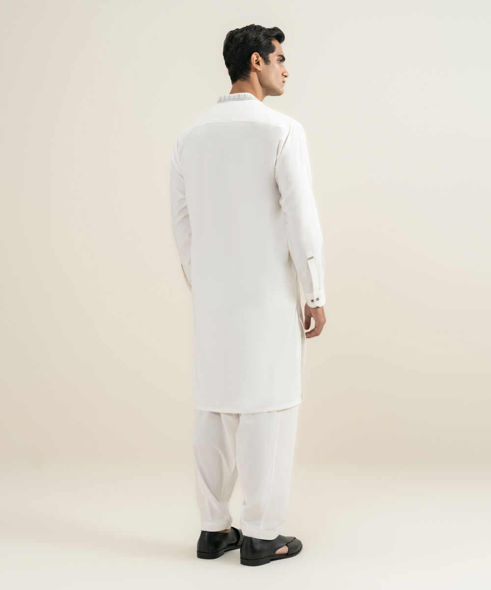 Men's Stitched Premium Wash & Wear Off White Suit
