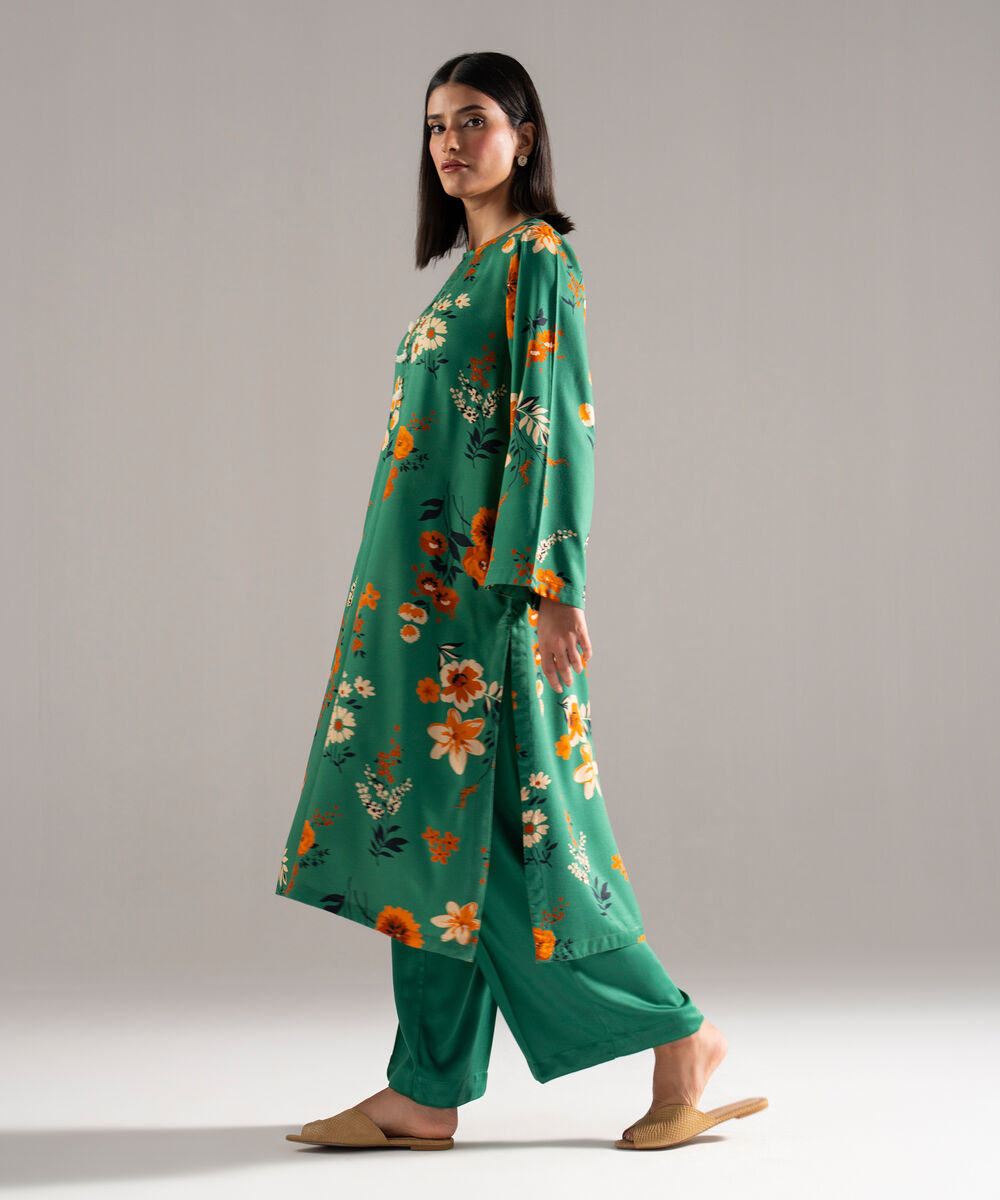 Women's RTW Bedford Printed Green 2 Piece Suit