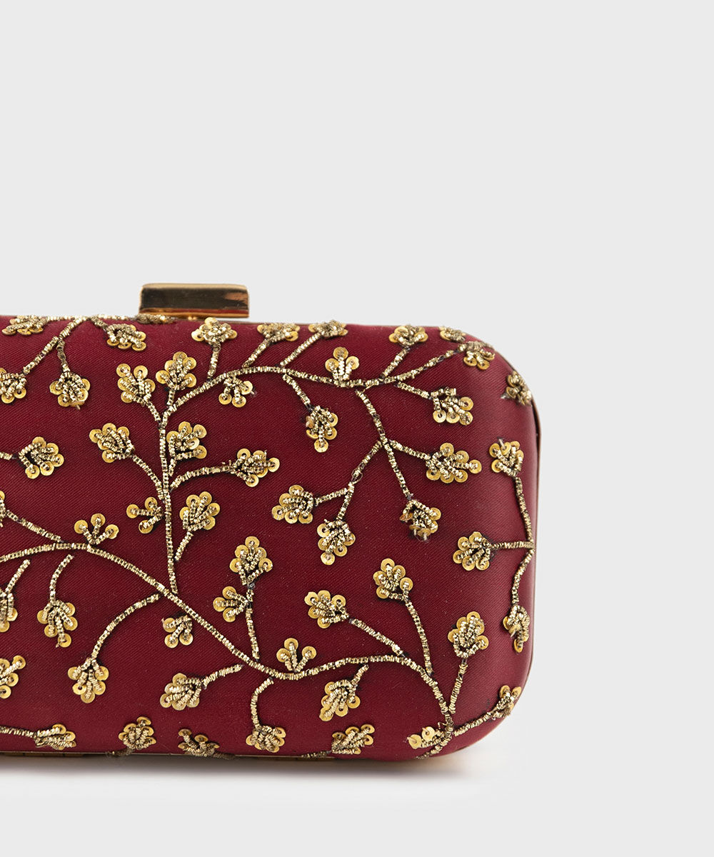 Woman - Red Hand Embroidered Clutch