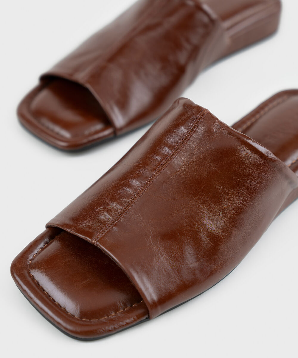 Women's Maroon Square Toe Mule