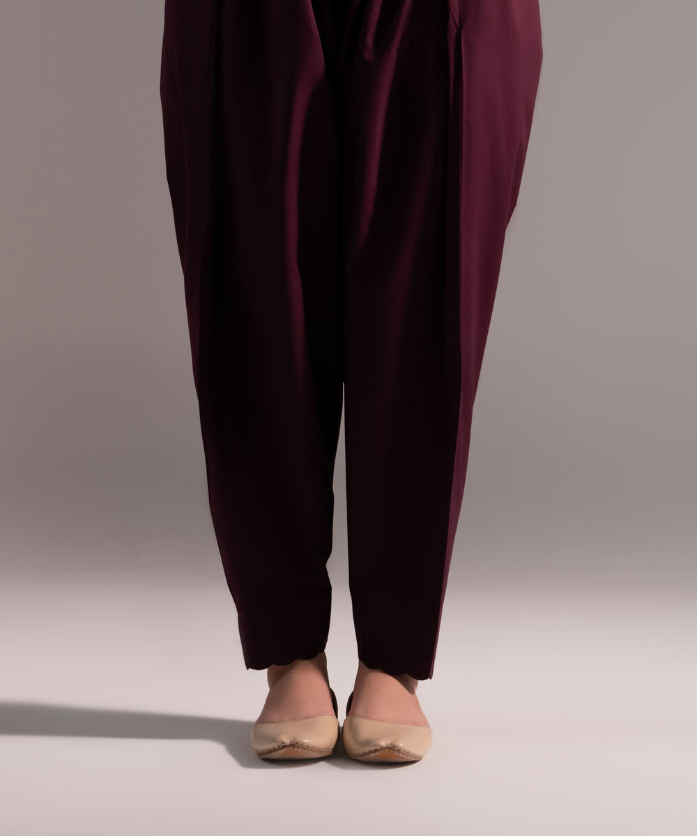 Women's RTW Cambric Solid Deep Brown Skinny Shalwar