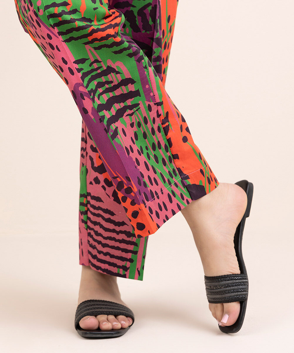Woman - Multi Printed Cambric Straight Pants
